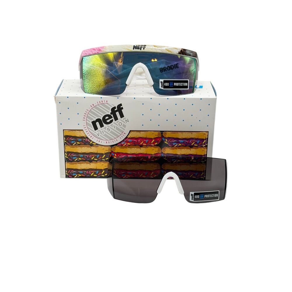 NEFF Men's Brodie Wrap Around Sport UV400 Sunglasses w/ Case Ice Cream New